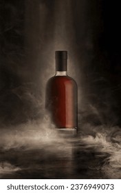 Whisky in the smoke, it looks cool, mystery and attactive. You can put text on for making poster.