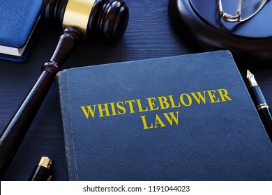 Whistleblower Law Book And Gavel In A Court.