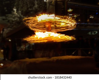 Whistler, BC / Canada / 03-23-15 / Winter Fire Show In Whistler Village Every Night During Skiing Season 