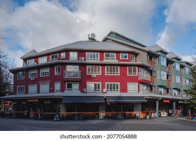 Whistler, BC Canada - November 16, 2021, Cityscape From Town Of Whistler During The Shutdown Of Skiing Activities In Early Winter