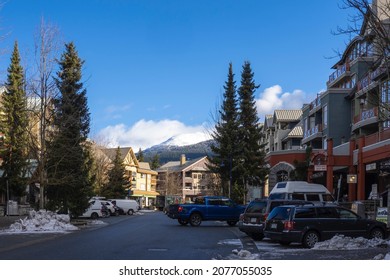 Whistler, BC Canada - November 16, 2021, Cityscape From Town Of Whistler During The Shutdown Of Skiing Activities In Early Winter