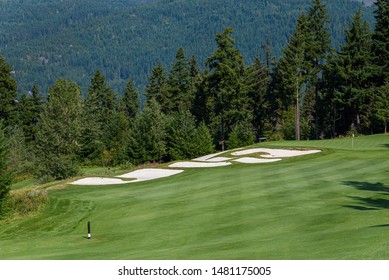 WHISTLER, BC/CANADA – AUGUST 3, 2019: Fairmont Chateau Whistler Golf Club, Sunny Day With Fairway, Sand Traps, And Green.
