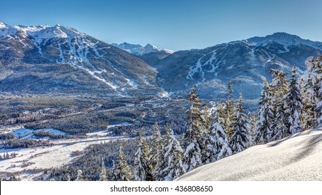 Whistler And Blackcomb Mountains In Winter