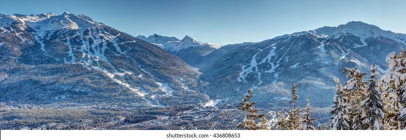 Whistler Blackcomb Panorama On A Sunny Winter's Day