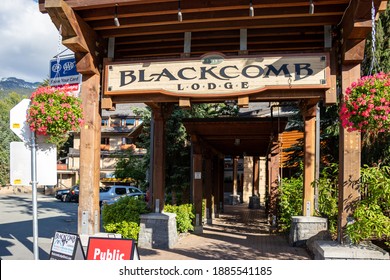 Whistler, Canada - July 5,2020: View Of Entrance Blackcomb Lodge Hotel In Whistler Village