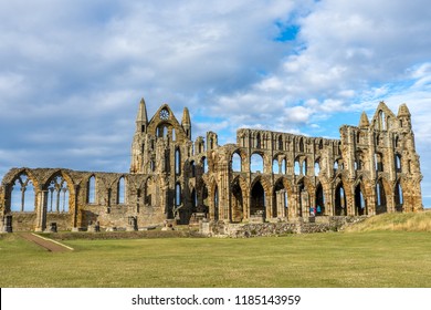 Whitby Abbey North Yorkshire Coast UK. Perched high on a cliff, the haunting remains of Whitby Abbey were inspiration for Bram Stoker's gothic tale of 'Dracula'. 