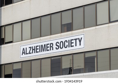 Whitby, Ontario, Canada - September 26, 2020: Alzheimer Society Sign On The Building In Whitby, Ontario, Canada. The Alzheimer Society Of Durham Region (ASDR) Is A Non-profit, Charitable Organization.