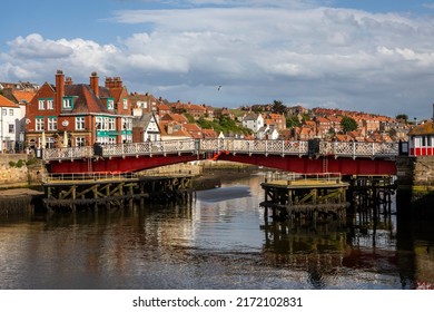 Whitby Swing Bridge in the seaside town of Whitby in North Yorkshire, UK.