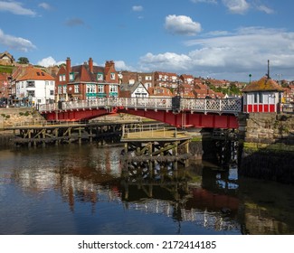 Whitby, UK - June 10th 2022: Whitby Swing Bridge in the seaside town of Whitby in North Yorkshire, UK.