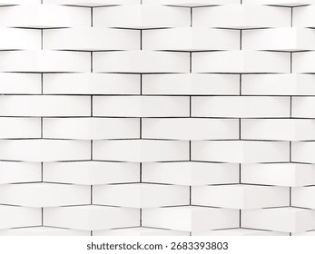 White 3D Geometric Wall Pattern with Modern Minimalist Architecture Design