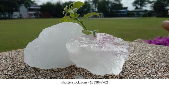 White Alum Block On Marble, Used To Treat Body Odor Under The Armpits.