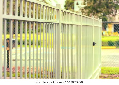 White Aluminum Fence 4 Rails