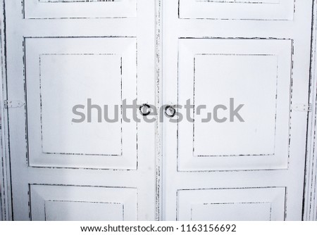 White Antique Cupboard Doors Iron Round Stock Photo (Edit Now White antique cupboard doors, iron round handles in Provence country style. - White Antique Cupboard Doors Iron Round Stock Photo (Edit Now