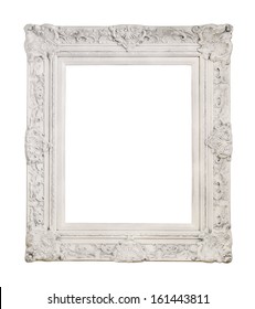 White Antique Picture Frame Isolated