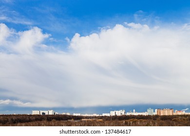 White Arcus Cloud In Weather Front Under City