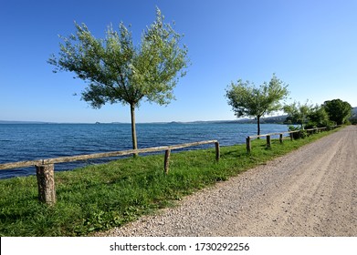 White Avenue Along The Bracciano Lake In The Lazio Countryside