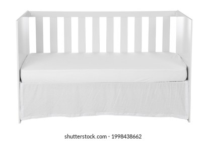 White Baby Crib Isolated On White Background.