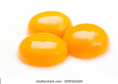 White Background, Bowl Of Food Ingredients With Fresh Egg Yolk