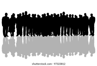 White Background And Business People Silhouette