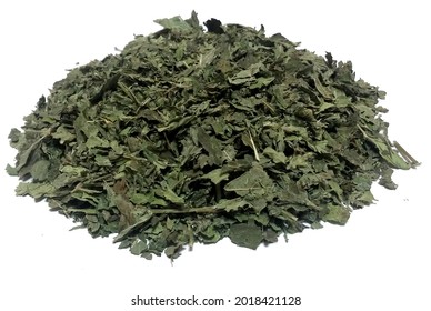 White Background Dry Dried  Lemon Balm Leaves
