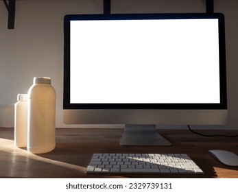 white background image of computer screen taken in an office environment turkey