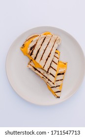 White Background Plated Grilled Cheese Quesadilla 