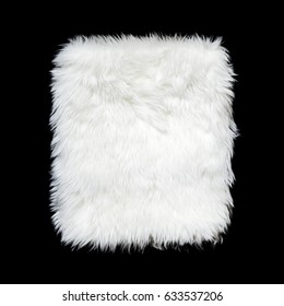 White background texture Artificial Fur Square shape on black color, Die cut isolated.