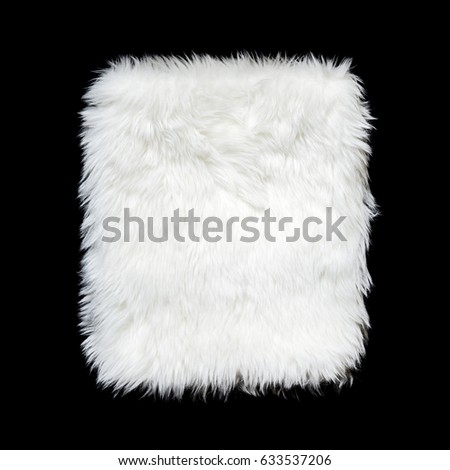 White background texture Artificial Fur Square shape on black color, Die cut isolated.