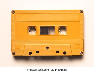 White Background Yellow Music Tape Isolated 90s Casette Mockup
