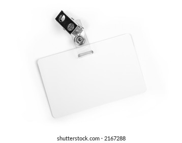 White Badge ID Isolated Against White Background