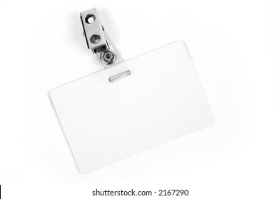 White Badge ID Isolated Against White Background