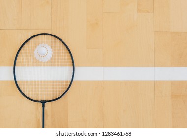 White Badminton Shuttlecock On Hall Floor Stock Photo (Edit Now) 1283462239