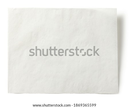 white baking paper sheet isolated on white background, top view