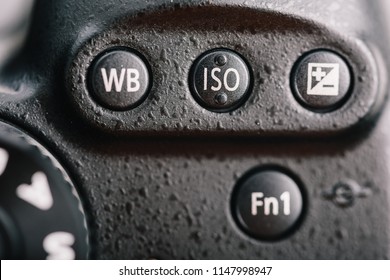 White Balance, ISO And Exposure Compensation Buttons On Digital Camera