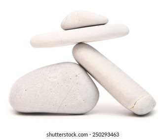 White Balancing Stones Isolated On White Background