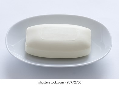 White Bar Of Soap In A Dish