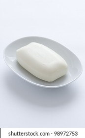 White Bar Of Soap In A Dish