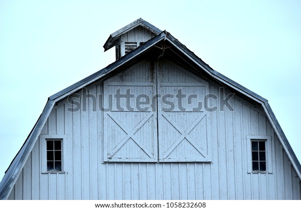 White Barn Hayloft Doors Stock Photo Edit Now 1058232608