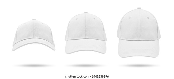 White Baseball Cap In Different Angles Views. Mock Up.
