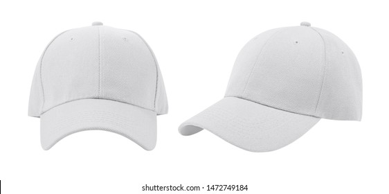 Una gorra blanca de béisbol aislada de fondo blanco.