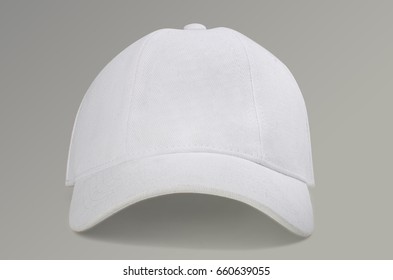 White Baseball Cap On Gray Background