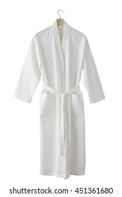 White bathrobe isolated on white background. Include clipping path
