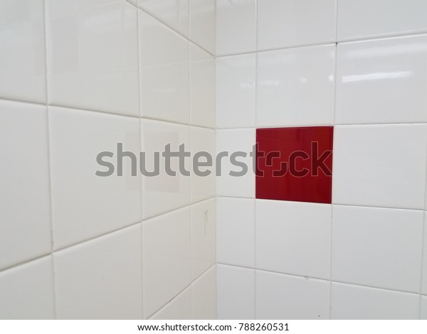 White Bathroom Tiles One Red Tile Stock Photo Edit Now 788260531