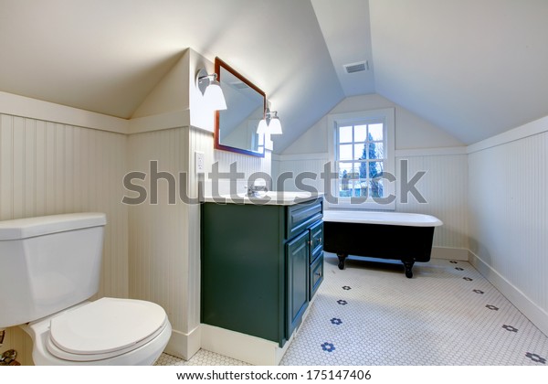 White Bathroom Vaulted Ceiling Antique Style Stock Photo Edit Now
