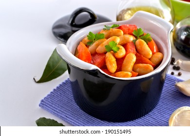White Bean With  Tomato  In  Casserole