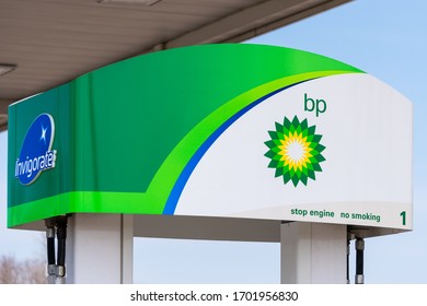 WHITE BEAR LAKE, MN/USA - APRIL 11, 2020: BP Retail Gas Pump And Trademark Logo.