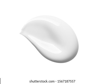 White Beauty Cream, Lotion, Mask, Moisturizer Swatch Sample Isolated On White Background. Beauty Product Smear Smudge Drop