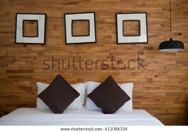 White Bed Wooded Bedroom Decorated Fancy Stock Photo Edit
