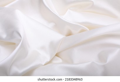 White beige pearl wave fabric silk. Abstract texture horizontal copy space background. - Shutterstock ID 2183348963