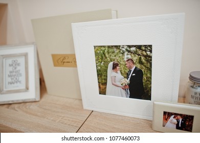 White and beige wedding book or album. - Shutterstock ID 1077460073